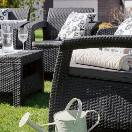 Set mobilier gradina fara masa graphite Keter Corfu Rest - Img 4