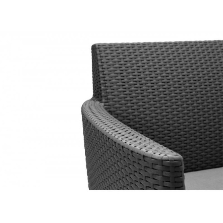 Set mobilier de terasa sau balcon, imitatie ratan, grafit, Keter Salemo, cu masa si 2 fotolii, perne incluse, rezistent UV si intemperii, usor de asamblat si depozitat - Img 4