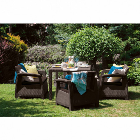 Set mobilier gradina fara masa maro Keter Corfu Rest - Img 4