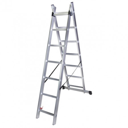 Scara dubla aluminiu STR207 Bisonte, 2x7 trepte