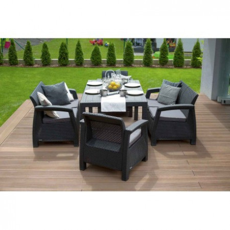 Set mobilier gradina Curver Corfu Fiesta graphite - coolgrey - Img 3