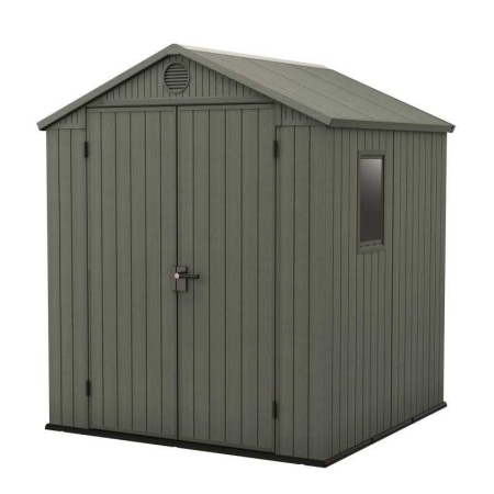 Casuta de gradina, Keter, verde maslin, 6x6, colectie Darwin, cu usa dubla, cu podea, cu ventilatie, cu ranforsare metalica - Img 4