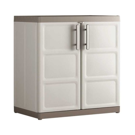 Dulap pentru garaj, material polipropilena unelte bej 2 rafturi Keter Excellence 89x54x93 cm, posibilitate inchidere lacat