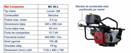 Mai compactor Bisonte MC80-L motor Loncin, 5.5 CP - Img 2