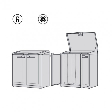Dulap gradina compact 2 usi pentru reciclare graphite Keter Moby 110 L - Img 4