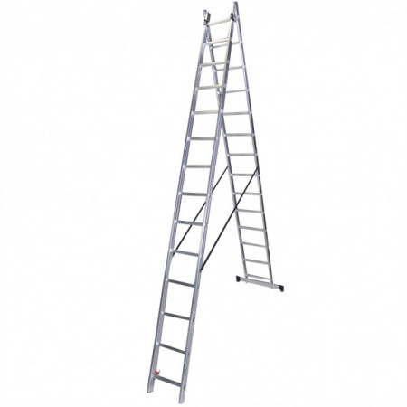 Scara dubla aluminiu STR217 Bisonte, 2x17 trepte
