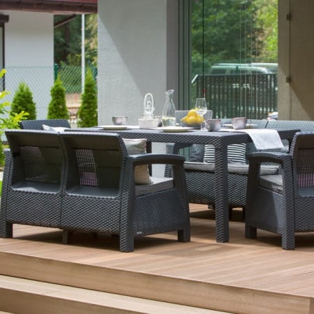 Set mobilier gradina fara masa graphite Keter Corfu Rest - Img 2