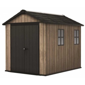 Casuta de gradina, Keter, bej, 287x230x246 cm, colectie Apex 7.5x9/9x7.5, cu doua optiuni de asamblare, usa dubla, ferestre, ventilatie - Img 4