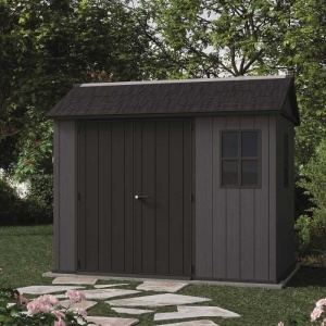 Casuta de gradina, Keter, gri, colectie Newton Plus, 9x7.5, podea, ventilatie, usa dubla, intrare laterala, ransforsare metalica - Img 2