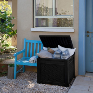 Cutie depozitare patrata tip scaun maro Keter Cube 208 L - Img 2