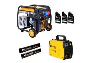 Generator cu invertor sudura, FD10000ER-E3R 8.5kW, benzina, multistart + MMA 220 PULS 220A, Pulse MMA, TIG Lift, Arc Force, VRD, electrod max. 5.0mm + 3L ulei PRO 10W-30 + 1kg electrozi 2.5mm + 1kg electrozi 3.2mm