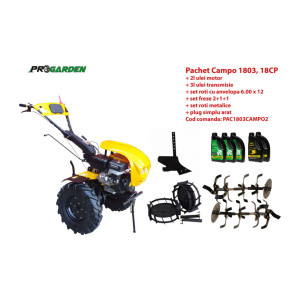 Pachet motocultor Campo 1803, benzina, EURO5, 18CP, 2+1 trepte, accesorii, ulei