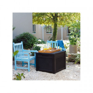 Cutie depozitare patrata tip scaun maro Keter Cube 208 L - Img 3