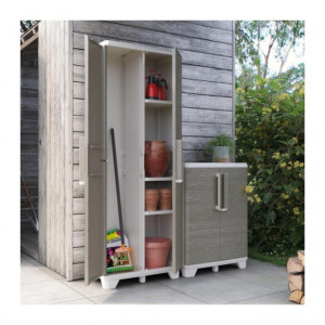 Dulap inalt bej Keter Wood Grain Utility 68x39x182 cm - Img 2