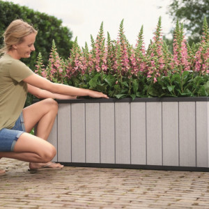 Ghiveci gri dreptunghiular imitatie lemn Keter Sequoia Duotech L - Img 6