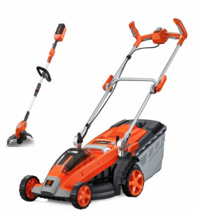 Masina de tuns gazon Redback E137C+Trimmer E312D pachet cu acumulatori si incarcator