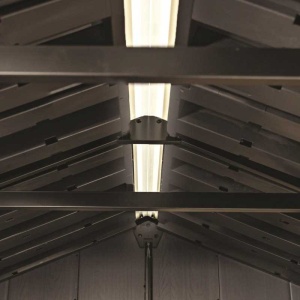 Casuta de gradina, Keter, bej, 287x230x246 cm, colectie Apex 7.5x9/9x7.5, cu doua optiuni de asamblare, usa dubla, ferestre, ventilatie - Img 8