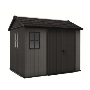 Casuta de gradina, Keter, gri, colectie Newton Plus, 9x7.5, podea, ventilatie, usa dubla, intrare laterala, ransforsare metalica - Img 4