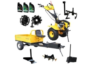 ProGARDEN Pachet Campo 873 Alpine motocultor 7CP + Prasitoare PRS20-45 + Remorca RM500T + Plug simplu + Plug bilonat/rarita + Adaptor reglabil + 2 Roti metalice 350x6 + 3L Ulei
