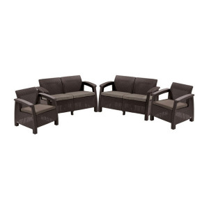 Set mobilier gradina fara masa maro Keter Corfu Rest