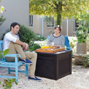 Cutie depozitare patrata tip scaun maro Keter Cube 208 L - Img 4