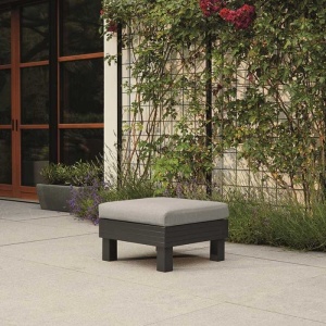 Scaun de exterior, polipropilena, Keter Elements, fara spatar, pentru gradina, culoare grafit,