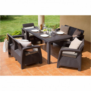 Set mobilier gradina fara masa maro Keter Corfu Rest - Img 5