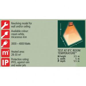 Panou radiant cu lampa infrarosu Varma 4000 w V400/2V-40X5 cablu 2x1.5m - Img 2