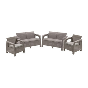 Set mobilier gradina fara masa cappuccino Keter Corfu Rest