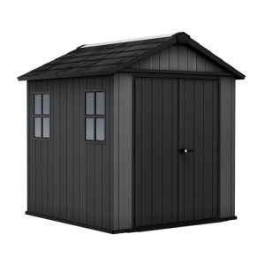 Casuta de gradina, Keter, gri, colectie Newton Plus, 7x7.5, podea, ventilatie, usa dubla, intrare laterala - Img 3