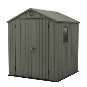 Casuta de gradina, Keter, verde maslin, 6x6, colectie Darwin, cu usa dubla, cu podea, cu ventilatie, cu ranforsare metalica - Img 4