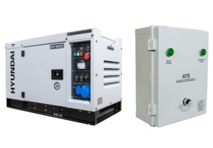 Generator de curent monofazat cu motor diesel Hyundai DHY-10000SE, insonorizat, 8.5 kW + ATS monofazat