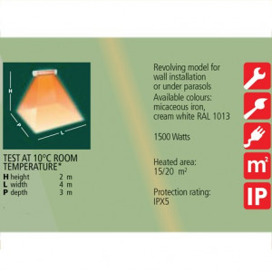 Incalzitor cu lampa infrarosu Varma 1500 w (waterproof) - V110/15P - Img 2
