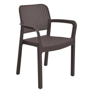 Scaun terasa, plastic, Keter, Samanna, cu cotiere si spatar, maro, rezistent UV, 53x58x83 cm