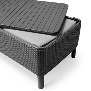 Set mobilier de terasa sau balcon, imitatie ratan, grafit, Keter Salemo, cu masa si 2 fotolii, perne incluse, rezistent UV si intemperii, usor de asamblat si depozitat - Img 3