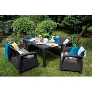 Set mobilier gradina Curver Corfu Fiesta graphite - coolgrey - Img 4