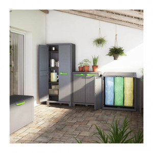 Dulap gradina compact 2 usi pentru reciclare graphite Keter Moby 110 L - Img 2