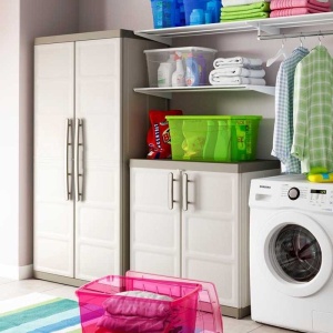 Dulap pentru garaj, material polipropilena unelte bej 2 rafturi Keter Excellence 89x54x93 cm, posibilitate inchidere lacat - Img 2