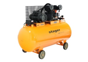 Compresor aer, 370L, 10bar, 600L/min, trifazat, angrenare curea Stager Air 60C370 - Img 2