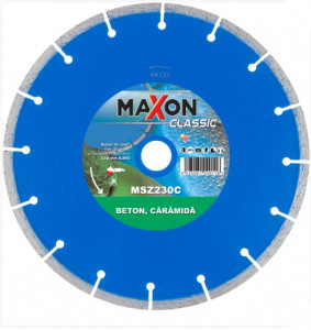 Disc diamantat de taiere segmentat, 230x22.2x2.6 mm, taiere uscata, Maxon - MSZ230C