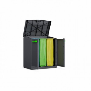 Dulap gradina compact 2 usi pentru reciclare graphite Keter Moby 110 L - Img 3