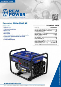 Generator de curent REM POWER 3300 W GSEm 3300 SB - Img 2