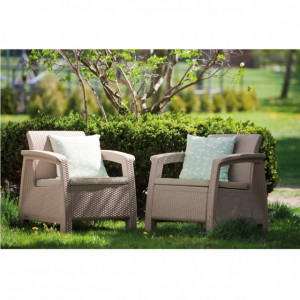 Set mobilier gradina fara masa cappuccino Keter Corfu Rest - Img 4