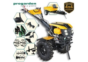 ProGARDEN Pachet Campo U12E Motocultor 12CP + FT90 Freza tractata 90cm + Roata sustinere + 4L Ulei