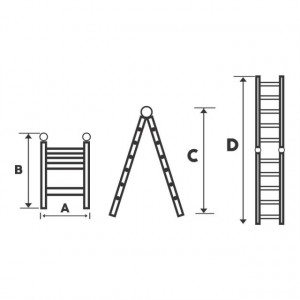 Scara telescopica dubla Bisonte, 3,2 m, aluminiu - Img 2