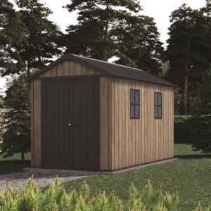Casuta de gradina, Keter, bej, 350x230x246 cm, colectie Apex 7.5x11/11x7.5, cu doua optiuni de asamblare, usa dubla, ferestre, ventilatie - Img 4