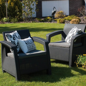 Set mobilier gradina fara masa graphite Keter Corfu Rest - Img 3