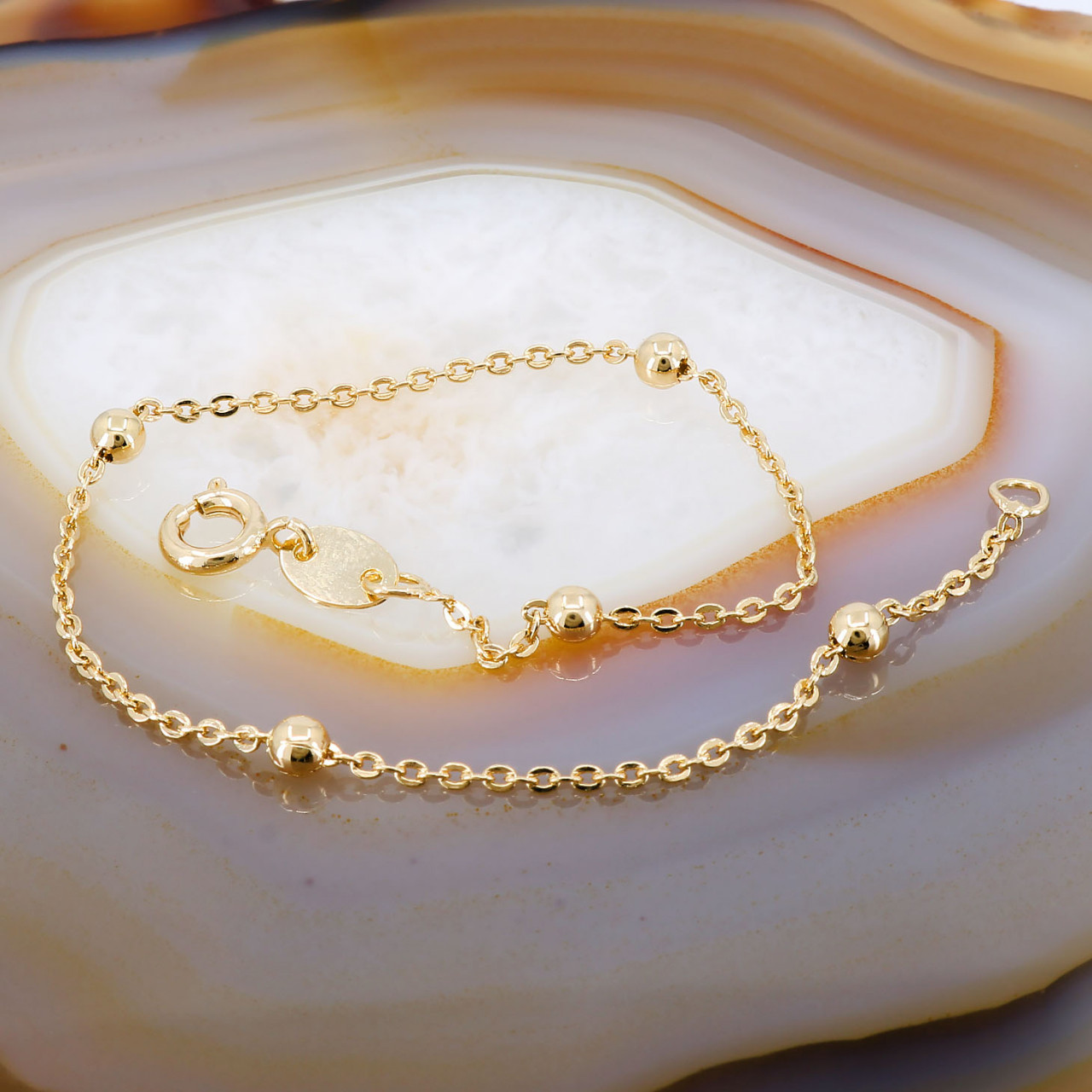 Bratara cu Bilute Placata cu Aur Galben 18K cod 1416