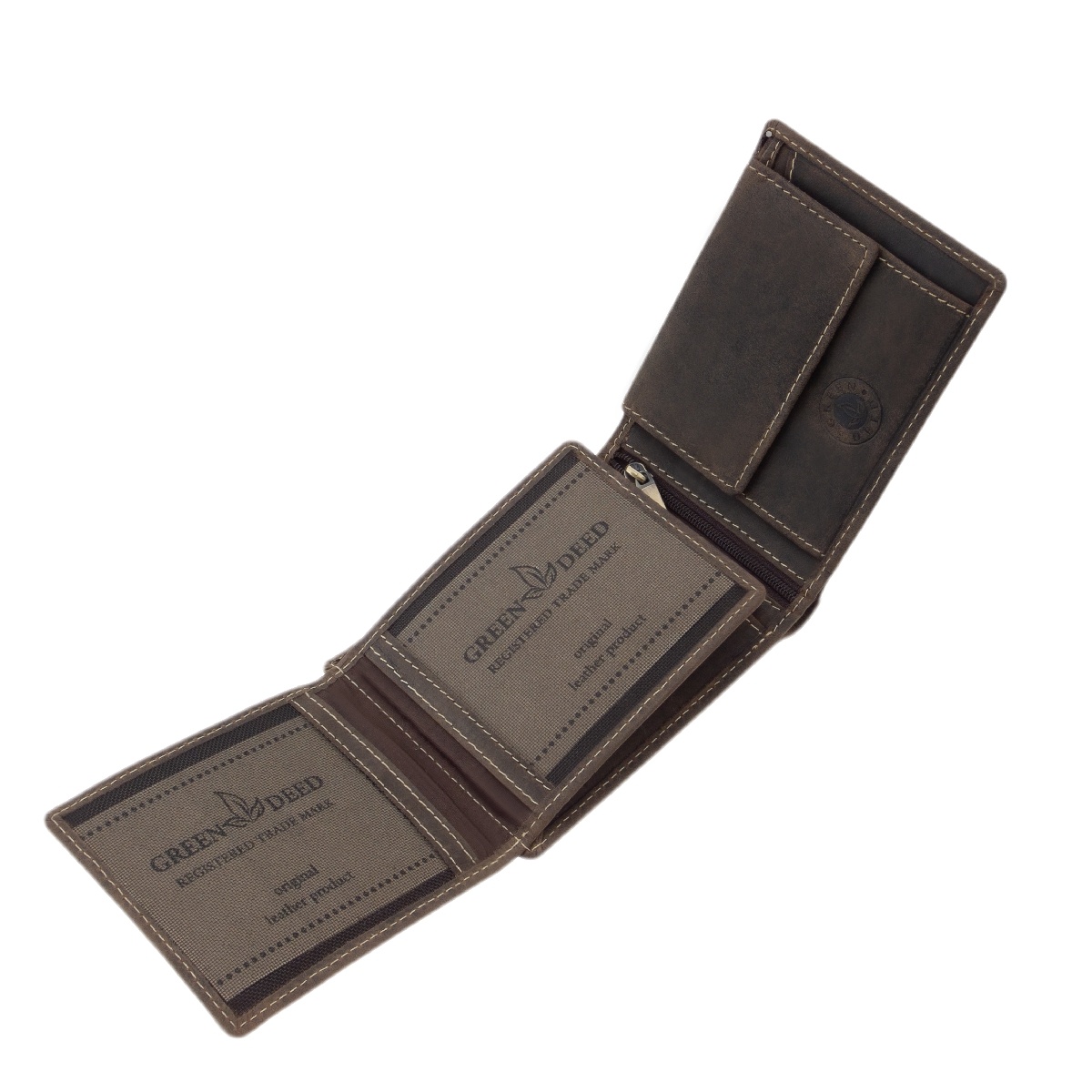 Portofel Maro GreenDeed din piele cu model peste Crap cu efect 3D