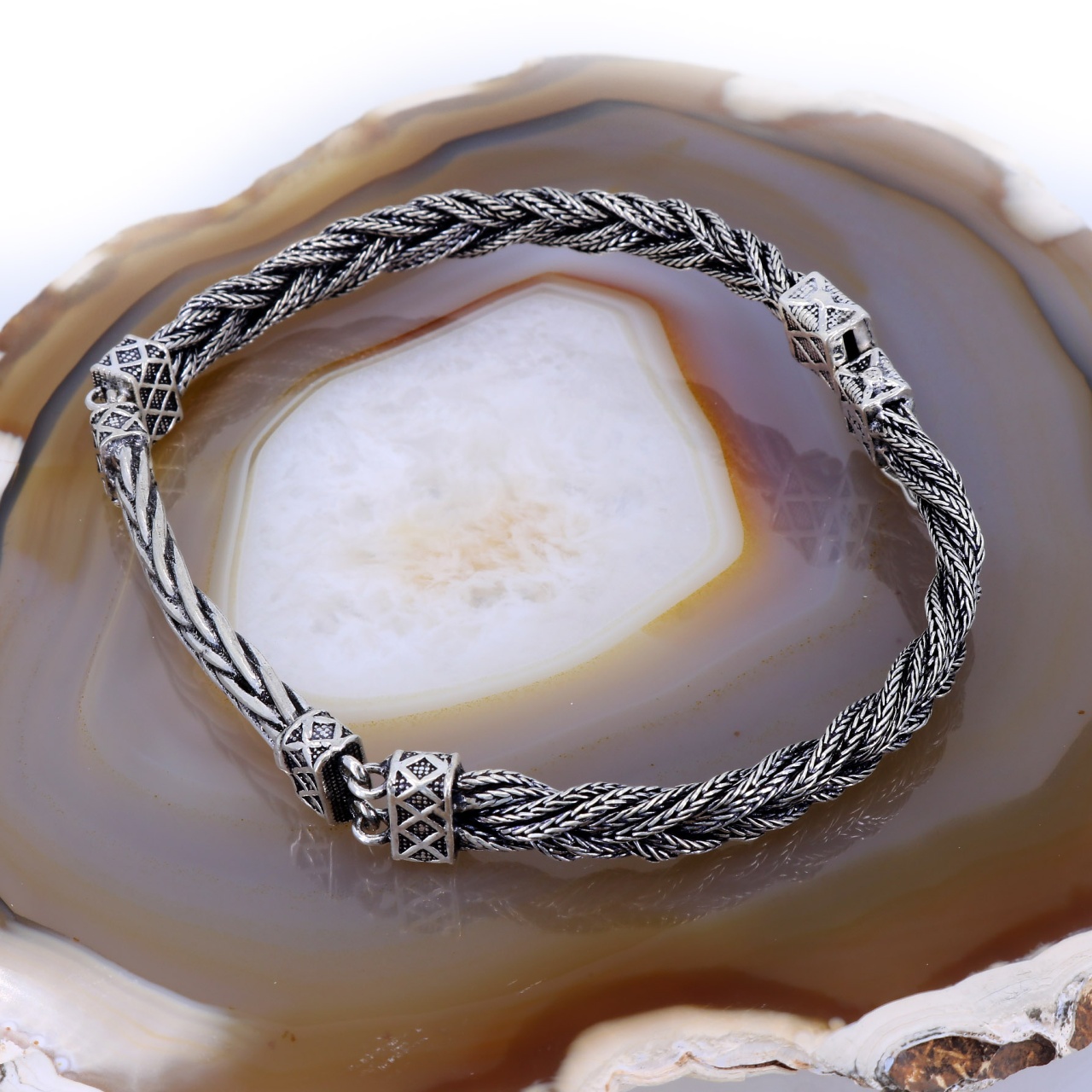 Bratara Deosebita din Argint Masiv model Impletit c2876